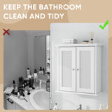 Smuxee White Bathroom Cabinet Wall Mounted with Rattan Doors, Bathroom Medicine Cabinet with Adjustable Shelf, Bathroom Wall Cabinet Over Toilet for Laundry Room Kitchen Smuxee