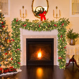 Christmas Garland with Lights, 50 LEDs 9FT Prelit Garland Battery Operated Outdoor Indoor Christmas Decorations Lighted Garland for Stairs Railing Fireplace Mantle Front Door Home Holiday Decor Xander