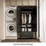 QINPTWUT 71" Large Capacity Metal Wardrobe with 1 Drawer and Adjustable Shelf - Heavy Duty Steel Storage Cabinet for Bedroom, Office,Laundry Room,Bedroom and More (Black, 71" - 1 Drawer) QINPTWUT