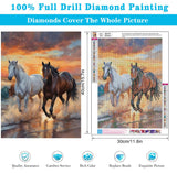 Meothan 2 Pack Diamond Painting Kits for Adults, 5D DIY Horse Diamond Art Kits for Adults Full Drill Round Paint Diamond Dots Gems Art Crafts Painting Kits for Home Wall Decor 12x16Inch Animals Meothan