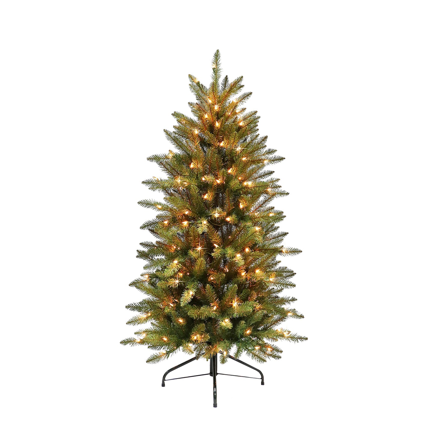 Puleo International 4.5-Foot Pre-Lit Fraser Fir Pencil 150 UL Clear Lights Artificial Christmas Tree, Ft, Green