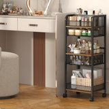 5-Tier Metal Rolling Utility Cart with Drawer, Craft Storage Cart with DIY Divider and Lockable Wheel, Versatile Paint Brush Holder & Paint Organizer & Craft Organizers and Storage for Drawing Room Simple Serenity