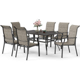SUNSHINE VALLEY 7 Piece Patio Dining Sets for 6, Outdoor Table and Chairs Set with Patio Dining Table(1.61-2" Hole) and 6 High Back Textilene Patio Dining Chairs, Outdoor Dining Sets for Deck Backyard SUNSHINE VALLEY