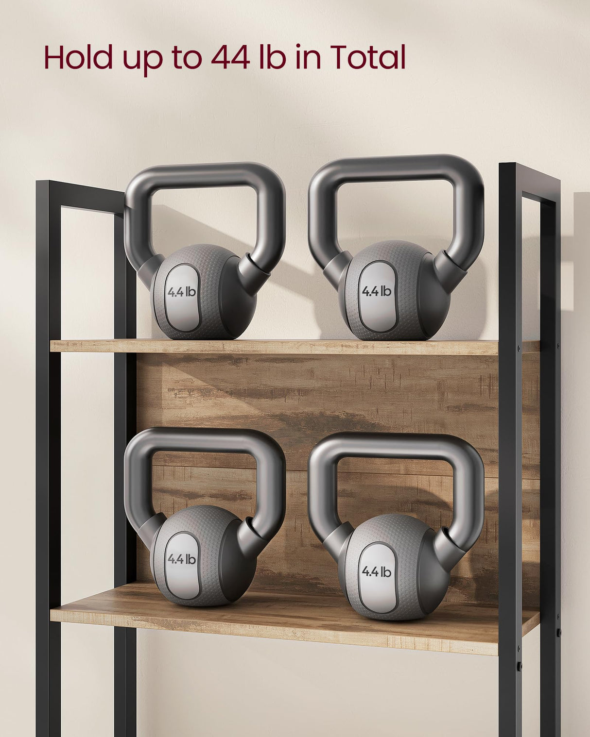 VASAGLE Industrial 5-Tier Bookshelf with Steel Frame in Rustic Walnut and Black VASAGLE