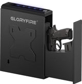 GLORYFIRE Gun Safe Biometric Pistol Safe, Mounted Nightstand Quick Access Handgun Safe and Gun Lock Box for Car, Truck, Desk, Bedside, Wall with Security Fingerprint, Key Access, PIN Code GLORYFIRE