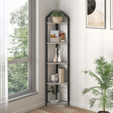 Fun Memories 5 Tier Corner Shelf, 70” Corner Shelf Stand, Corner Bookshelf Plant Stand, Storage Shelf for Bathroom, Living Room, Kitchen,Grey Home Office, Grey Fun Memories