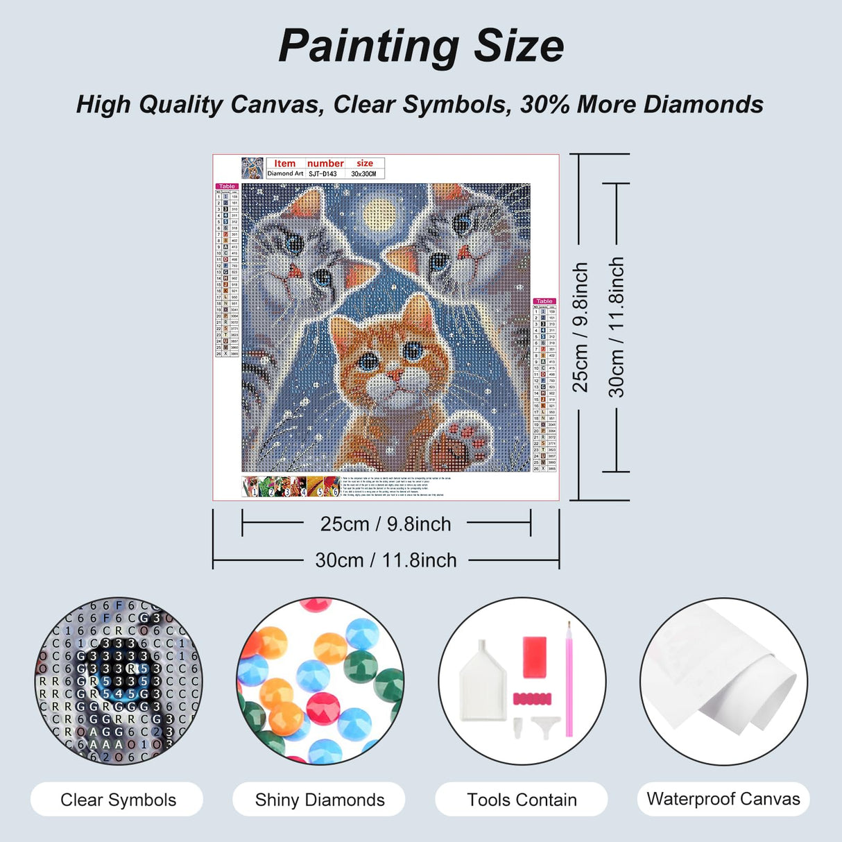 SJUTOUCI Cat Diamond Painting Kits for Adults, Diamond Art Kits for Beginners, DIY 5D Full Drill Diamond Dots Gem Craft Art Home Wall Decor 12x12 inch, Winter SJUTOUCI