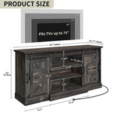 YITAHOME TV Stands with Power Outlets for 70/65 Inch Television, Modern Farmhouse Entertainment Center TV Media Console with Barn Sliding Doors & Adjustable Shelf for Living Room, Dark Rustic Oak YITAHOME