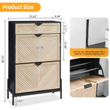 HUSHEDIFY Shoe Cabinet Storage with 2 Flip Drawers, Narrow Hidden Shoes Organizer Cabinet for Entryway, Freestanding Slim Shoe Rack Front Door Entrance(Oak&Black) HUSHEDIFY