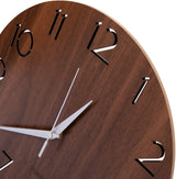 Nicunom 12 Inch Wooden Wall Clock, Cut-Out Numbers Design, Rustic Country Style Wall Clocks, Silent Non-Ticking, Decor for Home Living Room Bedroom Kitchen Office - Battery Operated Nicunom