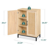 Best Choice Products 2-Door Natural Rattan 34 x 24in Multiuse Storage Cabinet for Bathroom, Living, Dining Room, Entryway w/Adjustable Shelves Best Choice Products