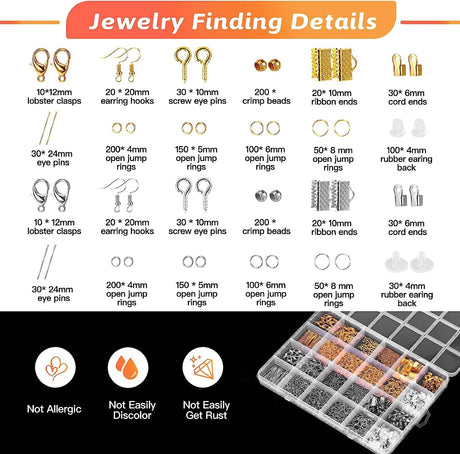 Giwaelro Jewelry Making Kit for Adults, Jewelry Making Supplies with Pliers, Wires, Findings, Necklace Chains, Magnifier and Storage Bag Giwaelro