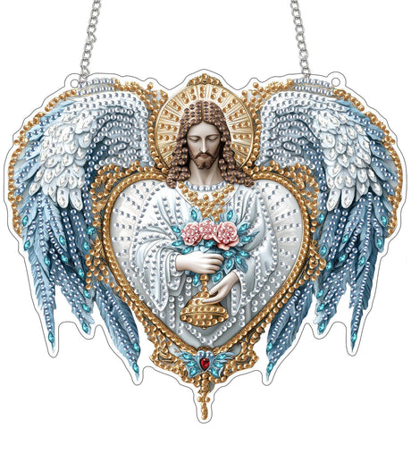 SKRYUIE Hanging Diamond Art Kits for Adults Christ, DIY Window Pendant Diamond Painting Kit Sun Catcher, Special Shaped Crystal Acrylic Double Sided, Porch Outdoor Garden Ornaments 6.9 x 7.88 Inch D3 SKRYUIE