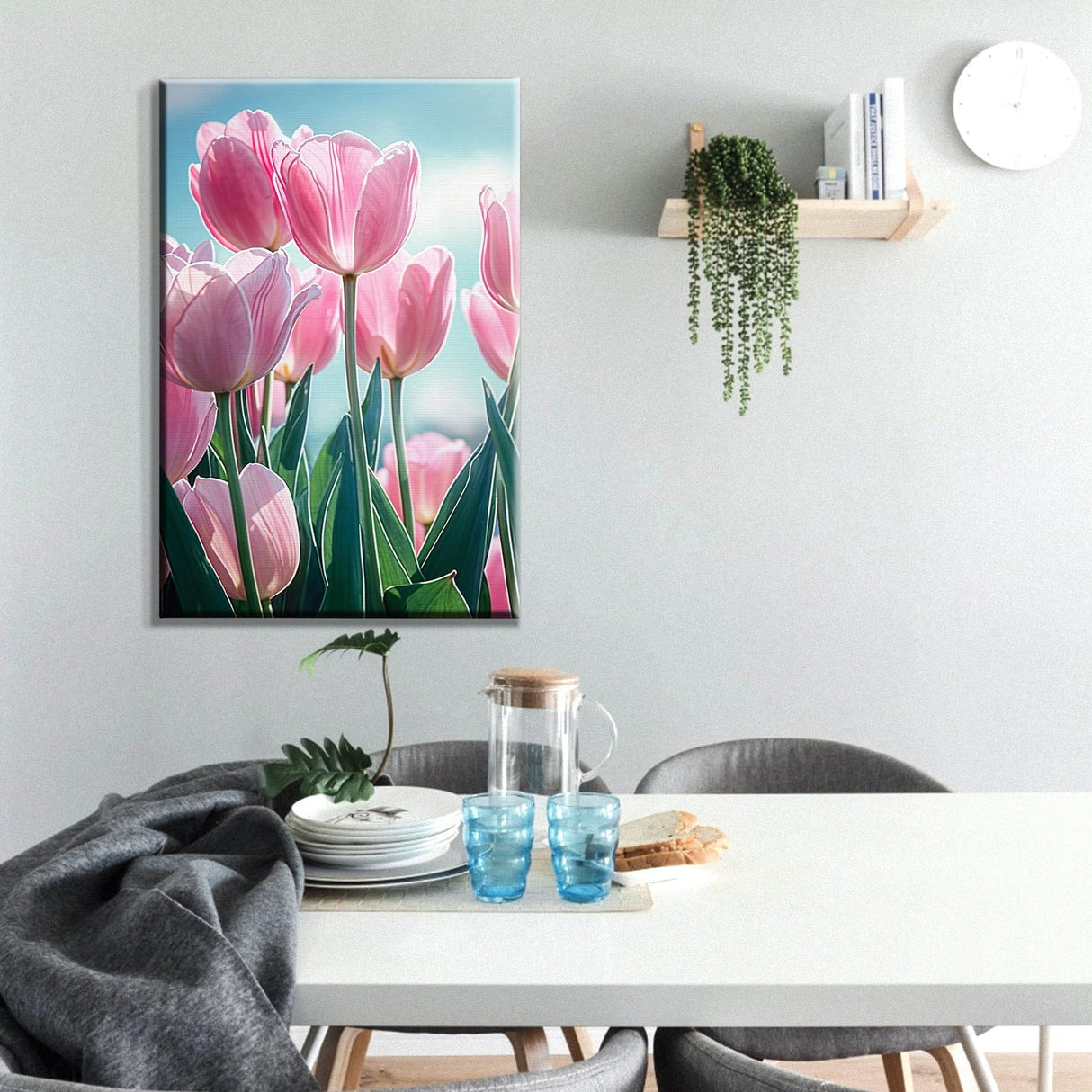 ATDMS Paint by Numbers Kit for Adults with Frame DIY Flowers Paint by Number with Easel Tulips Acrylic Oil Painting Kits for Wall Hanging Home Room Decor 7.87x11.81 Inch ATDMS