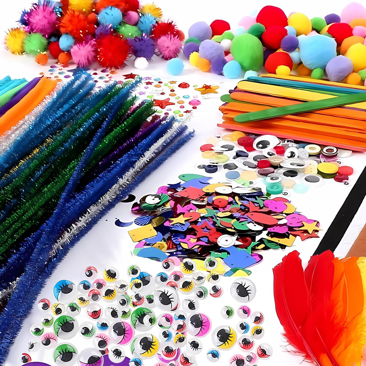 NovaWiseTech Arts and Crafts Supplies, 1200pcs Craft Kits, Pipe Cleaners Bulk, Multicolor Pom Poms Balls, Googly Eyes for DIY Craft Decorations NovaWiseTech