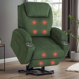 VICTONE Electric Power Lift Recliner Chair for Elderly Reclining Sofa for Living Room with Massage, Side Pockets and Cup Holders (Corduroy, Green) VICTONE