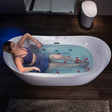 WOODBRIDGE 72" x 35-3/8" Whirlpool Water Jetted and Air Bubble Freestanding Heated Soaking Combination Bathtub with LED control panel, BJ400 WOODBRIDGE