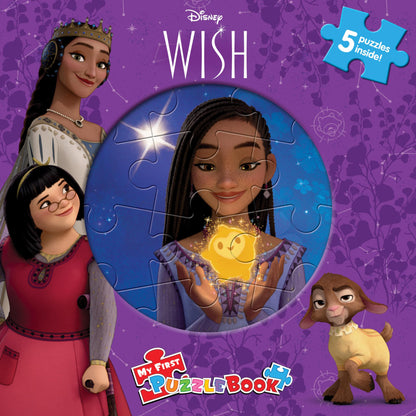 Disney Wish My First Puzzle Book - Jigsaw Puzzles for kids, 10-page board book, 5 puzzles to enjoy