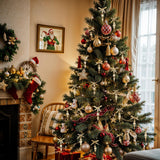 OurWarm 24Pcs Wooden Beads Christmas Tree Ornaments Wood Beads, Boho Christmas Decor Christmas Tree Beads with Gold Beads & Bowknot, Farmhouse Christmas Tree Decorations for Christmas Tree Decor OurWarm