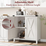 GarveeHome Farmhouse Sideboard Buffet Cabinet, Small Storage Cabinet with 2 Doors and Adjustable Shelves, Accent Entryway Console Cupboard for Living Room, Dining Room, White GarveeHome