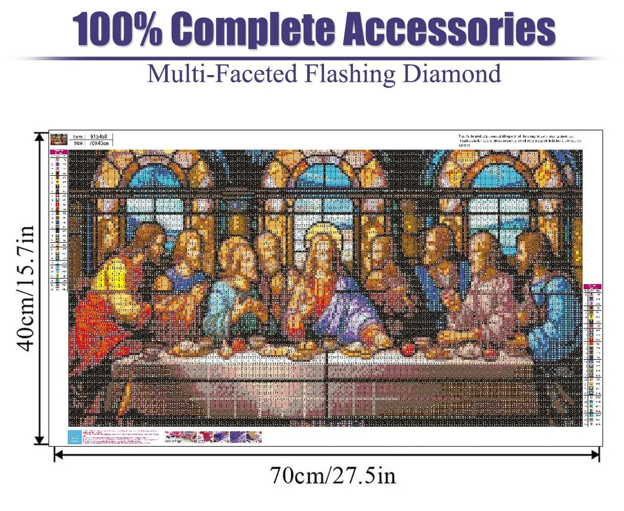 BOHADIY 5D DIY The Last Supper Diamond Painting Kits for Adults, Large Size Full Drill Diamond Arts Rhinestone Pasted, DIY Painting Diamond Dot Arts Crafts for Home Wall Decor Gift 27.5 X 15.7 Inch BOHADIY