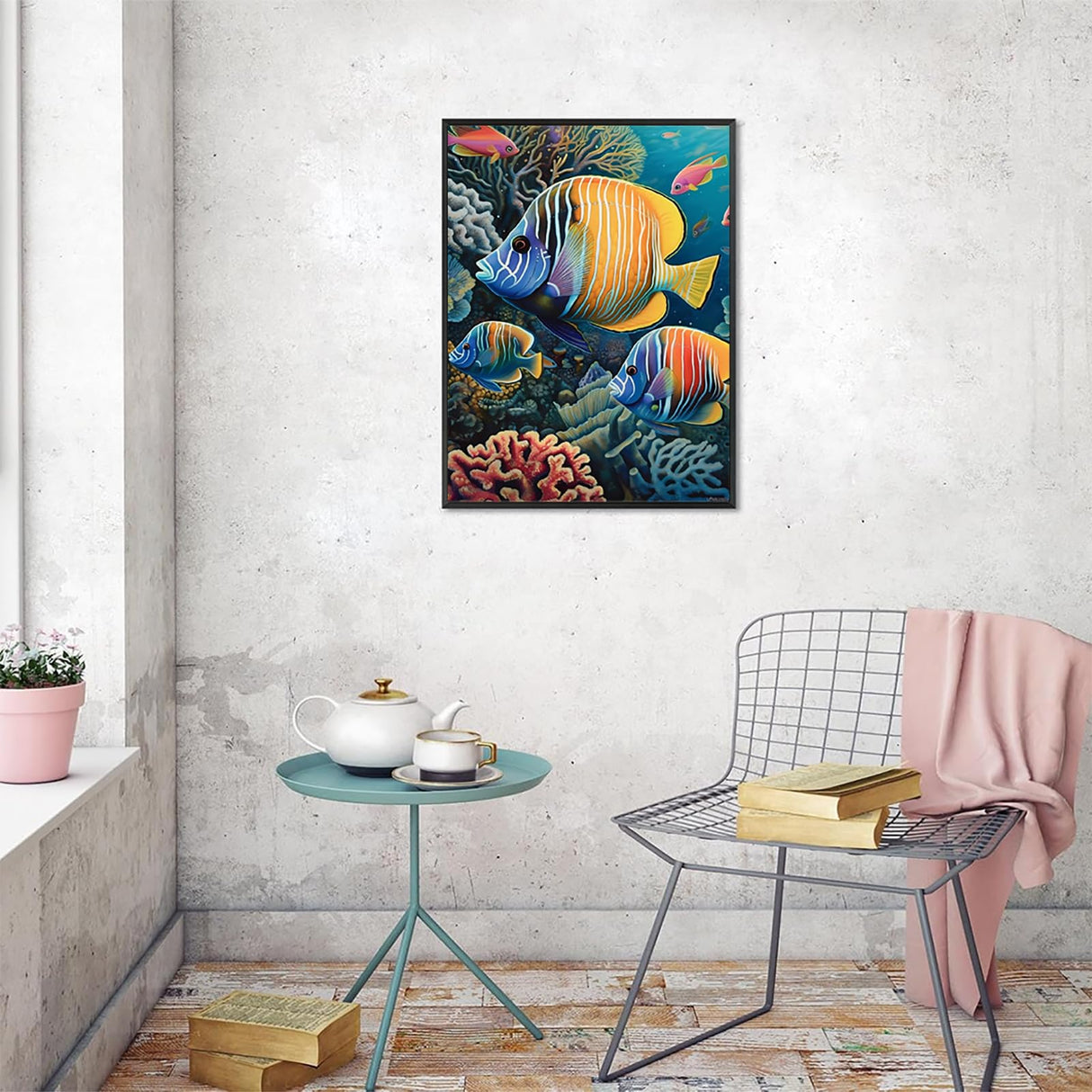 UPABLUNSO 5D Tropical Fish Under The Sea Diamond Painting Set for Adults Digital Painting Fish Diamond Art Set for Crafts Lovers for Room Decoration 12x16 inch UPABLUNSO