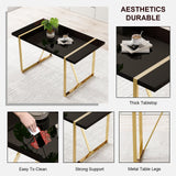 CTPNMCIN Modern Dining Table Set for 4, 55'' Gold Dining Room Table Set with 4 Black Faux Leather Chairs, Black Wood Tabletop with Gold Metal Legs, Suitable for Small Space CTPNMCIN