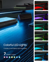 VASAGLE Electric Standing Desk with Drawers, 55.1 x 23.6 Inches, Sit Stand Desk with Power Outlet and LED Lights, Adjustable Height, Storage Shelf, 3 Memory Buttons, for Home Office, Ink Black VASAGLE