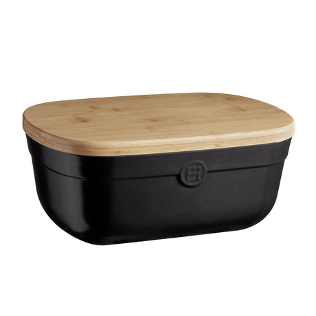 Emile Henry Bread Box, 14 x 9.5 x 6 inches, Black Truffle Emile Henry