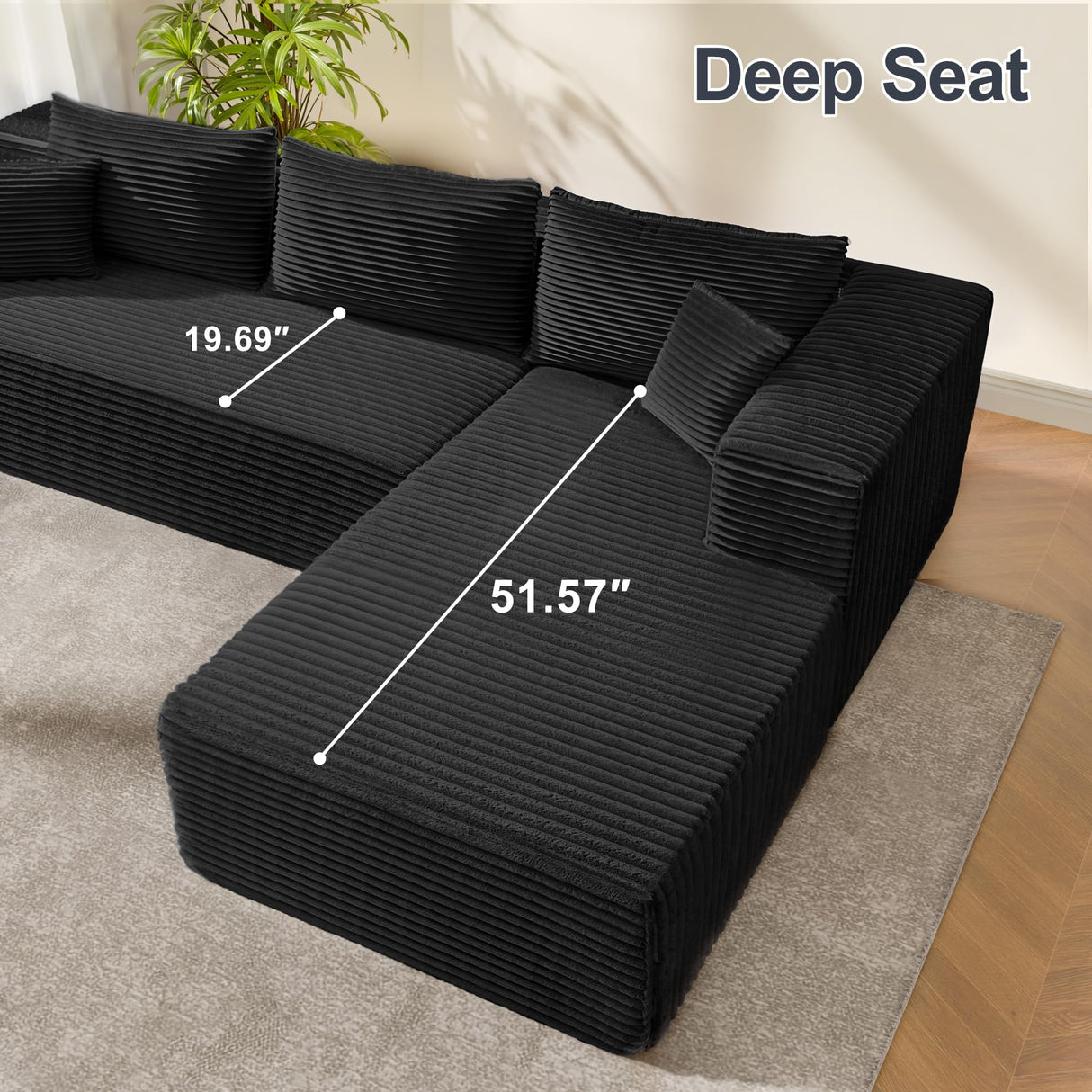 ComeWay 104" Sectional Couches for Living Room, Modular Sectional Sofa with Deep Seat, L-Shape Couch with Chaise, Cloud Couch for Living Room Bedroom, No Assembly Required (Flannel, Right) ComeWay