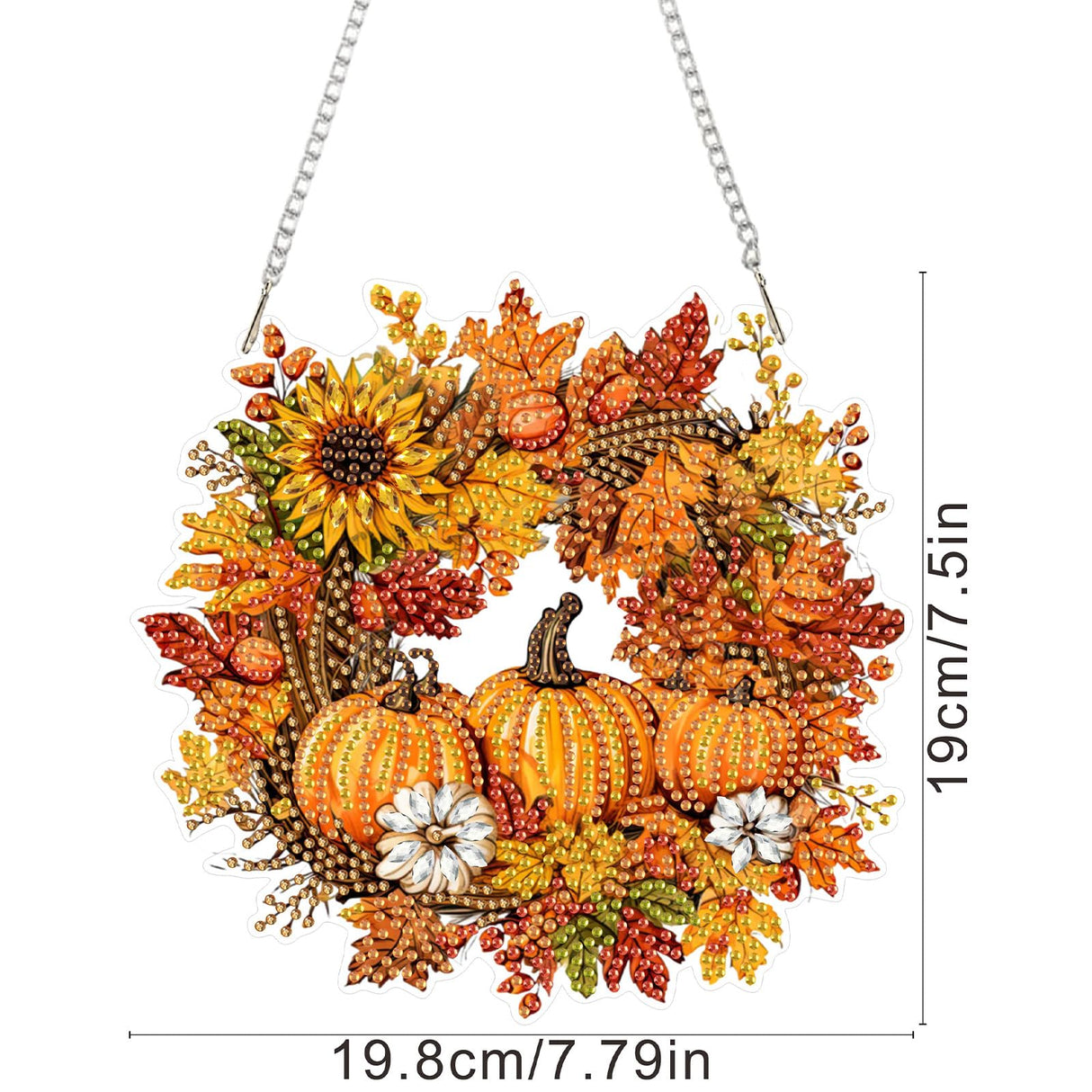 SENQAO Halloween Diamond Art Hanging Kits for Adults Beginners, DIY Acrylic 5D Special Shaped Crystal Diamond Gem Art Painting Hanging Ornament for Home Wall Decor and Gift（Fall Pumpkin Wreath） SENQAO