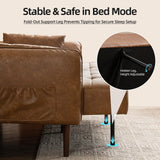 HALLYBEE 85” Futon Sofa Bed, Sleeper Sofa, Small Couch with Storage Adjustable Armrests Pillows, Faux Leather Loveseat, Mid Century Modern Couches for Living Room, Bedroom, Apartment, Brown HALLYBEE