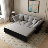 3 in 1 Convertible Pull Out Sleeper Sofa Couch Bed Queen Size, Tufted Velvet Futon Loveseat Recliner Lounge Chaise Cloud Pullout Sofabed with Soft Pillows Armrest, Side Pockets for Living Room Office Eafurn