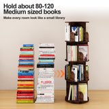 Huisenitre 360°Rotating Bookshelf,4 Tier Corner Bookcase,Book Shelf,Floor Storage Wood Organizer for Sturdy,Home Office,Living Room,Bedroom,Kids Room Huisenitre