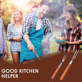 Meat Forks with Rosewood Handle and Stainless Steel Carving Fork Barbecue Fork for Christmas Kitchen Roast (2 Pieces,13 Inch, 10 Inch) Honoson