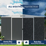 GarveeLife 9x12 Shed for Outdoor Storage, Galvanized Steel Metal Tool Sheds House with Lockable Doors, Lock & Air Vent, Large Utility Sheds for Patio Garden Lawn (9x12.6, Grey) GarveeLife