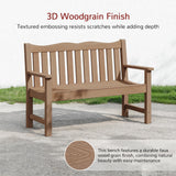 Outdoor Bench, 2-Person Poly Lumber Garden Bench, All-Weather Outside Bench with 800 lbs Weight Capacity, Never Rot or Fade, Looks Like Real Wood, Teak Stoog