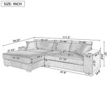 Merax Modern Oversized Corduroy Sectional Sofa with USB Charging Port,Cup Holder, Deep Seat Couch Sleeper Bed with 50" Chaise, Beige Merax