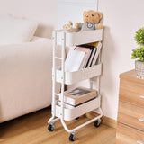 MAX Houser Slim 3-Tier Rolling Utility Cart, Narrow Metal Bathroom Storage Multifunctional Organizer Carts with Wheels with Extra Hook, Laundry Room,Kitchen,Small Space(White) MAX Houser