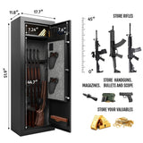KAER 15 Biometric Gun Safe for Rifles and Pistols,Gun Cabinet with Fingerprint/Keypad/Key Access,Rifle Safe with Removable Shelf and Pistol Pocket.[No Assembly Required] KAER