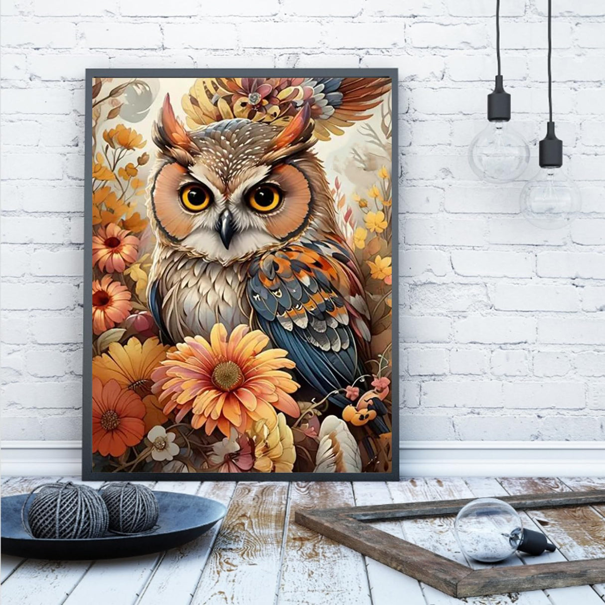 Owl Diamond Art Kits for Adults, DIY Full Drill Animal Diamond Painting Kit for Beginners, 5D Embroidery Craft Kits with Resin Gems, Home Decor Gift - 12x16 Inch Perycomly