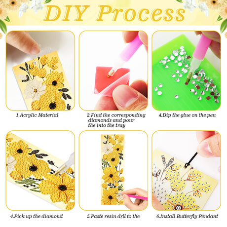 4pcs Flower Diamond Art Bookmarks Kit Floral Diamond Bookmarks for Adults 5D DIY Diamond Art Kit for Spring Reading Lover Book Lover Students DIY Gem Crafts Gift Cumule