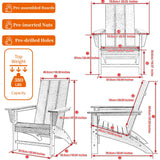 Poly Lumber Adirondack Chair, All-Weather Resistant Outdoor Patio Chairs, Look Like Wood, Pre-Assembled Outdoor Fire Pit Chair for Pool, Deck, Backyard, Garden, Black Adiromoti