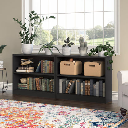 Bush Furniture Universal Black 2 Shelf Bookcase Set - Versatile Storage and Display for Home Office or Living Room - WoodArtSupply