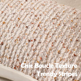 DEZENE Striped Throw Pillow Covers 18x18 Set of 2 Beige Textured Boucle Chic Morden Boho Accent Farmhouse Square Decorative Couch Pillow Covers for Home Decor Bed Sofa Living Room DEZENE