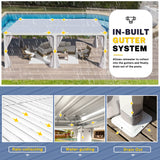 MELLCOM Louvered Pergola 12x20, Aluminum Pergola with Adjustable Louvered Roof, Outdoor Pergola with Waterproof Curtains and Nets, White MELLCOM