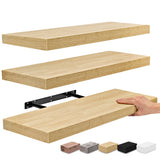 Sorbus Floating Shelves for Wall - 24" Bathroom Shelves, Wall Decor for Bedroom, Kitchen, Living Room, Home Decor & Book Storage - Mounted Floating Shelf with Invisible Brackets (Maple Wood, 3 Pack) Sorbus