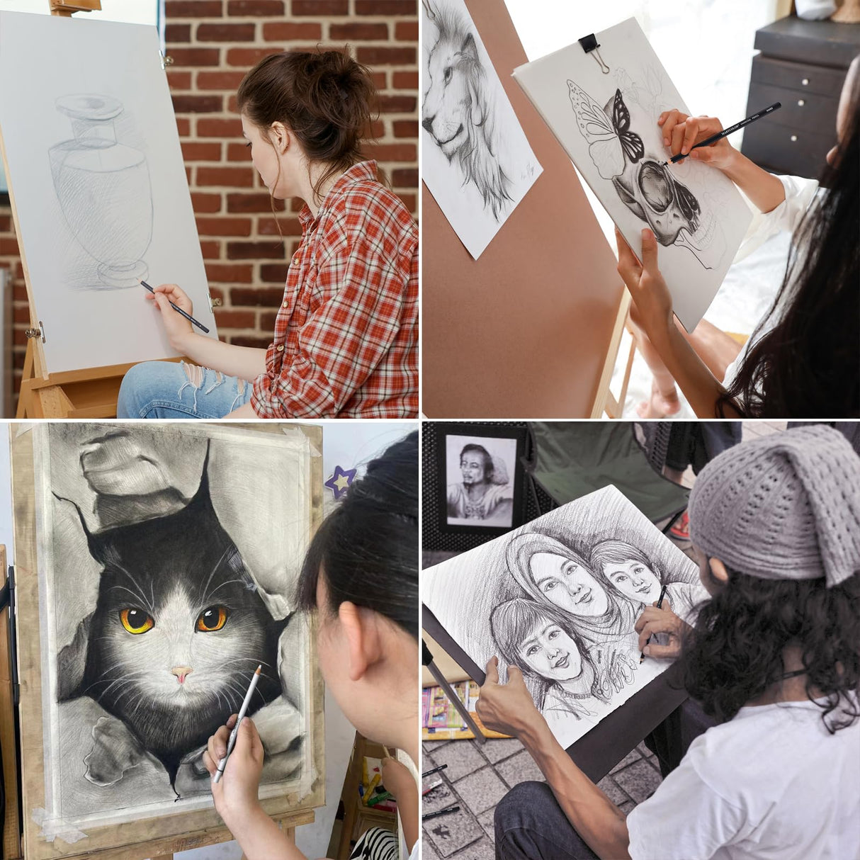 MARTCOLOR Drawing Sketching Pencils Set, 34 Pieces Pro Art Pencil Kit - Graphite Pencils (14B-4H), Charcoal Pencils, Charcoal Sticks, Artist Pencils for Beginners & Pro Artists MARTCOLOR