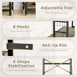 YESHOMY Kitchen Baker’s Rack with Power Outlet, 5-Tier Microwave Stand, Coffee Bar with 8 S-Shaped Hooks, Heavy Duty Storage Shelf Unit for Spices, Pots, Rustic Brown YESHOMY