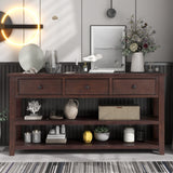 Knocbel Long Console Table with 3 Storage Drawers and Double Bottom Open Shelves, Wooden Sofa Tables for Entryway Hallway Foyer, 50" W x 16" D x 30" H,Espresso Knocbel